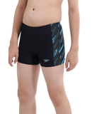 Boy's Endurance 10 Hyperboom Panel Print Aquashort - True Navy & Harlequin Green