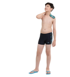 Boy's Endurance 10 Hyperboom Panel Print Aquashort - True Navy & Harlequin Green