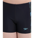Boy's Endurance 10 Hyperboom Panel Print Aquashort - True Navy & Harlequin Green