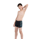 Boy's Endurance 10 Hyperboom Panel Print Aquashort - True Navy & Harlequin Green