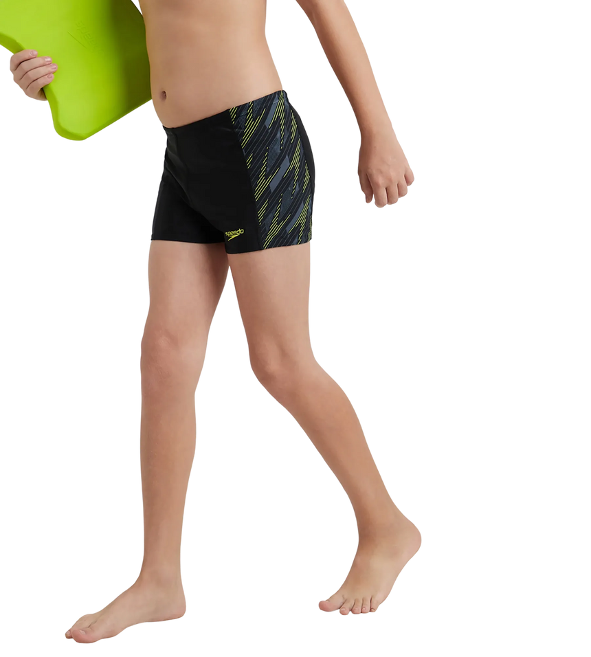 Boy's Endurance 10 Hyperboom Panel Print Aquashort - Black & Lemon Drizzle