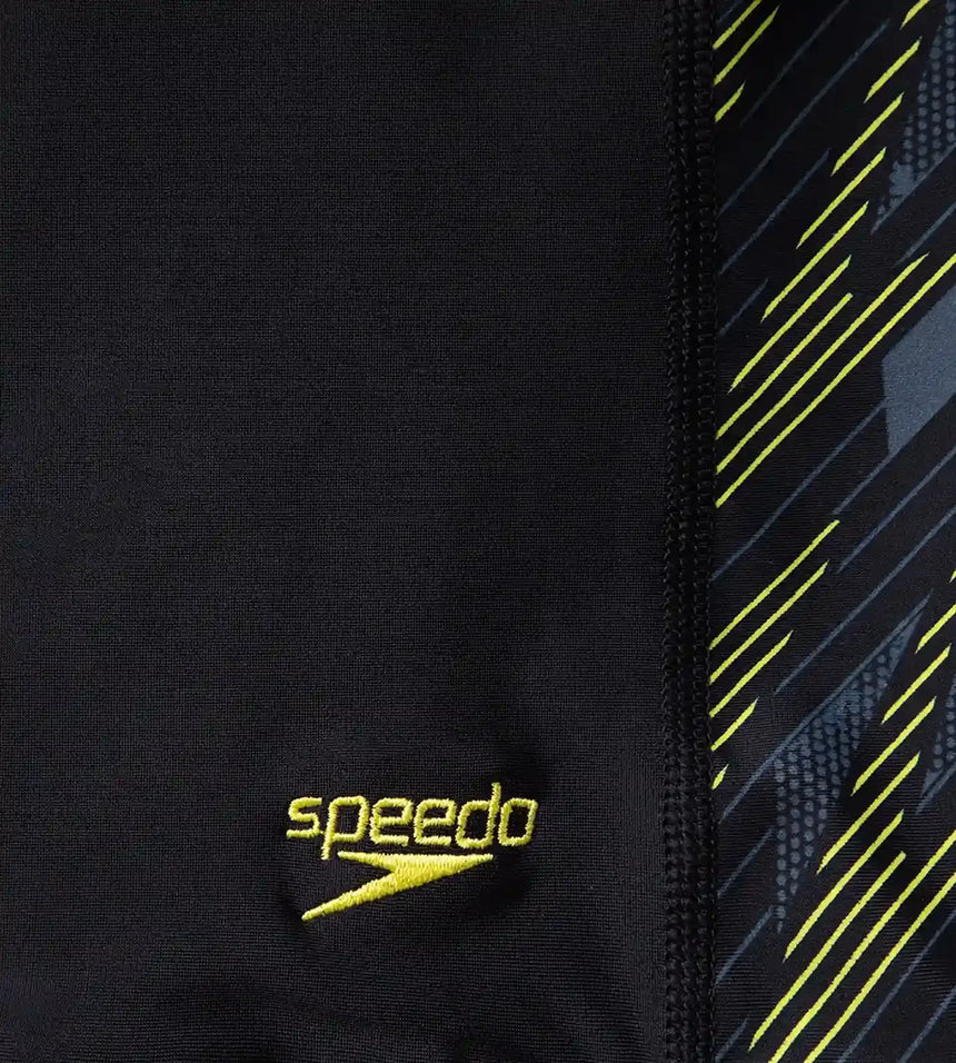 Boy's Endurance 10 Hyperboom Panel Print Aquashort - Black & Lemon Drizzle