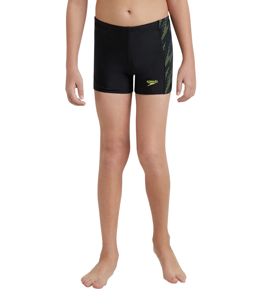 Boy's Endurance 10 Hyperboom Panel Print Aquashort - Black & Lemon Drizzle