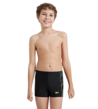 Boy's Endurance 10 Hyperboom Panel Print Aquashort - Black & Lemon Drizzle
