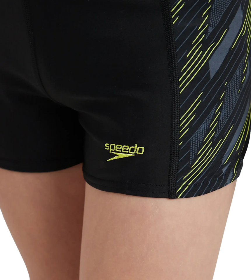 Boy's Endurance 10 Hyperboom Panel Print Aquashort - Black & Lemon Drizzle