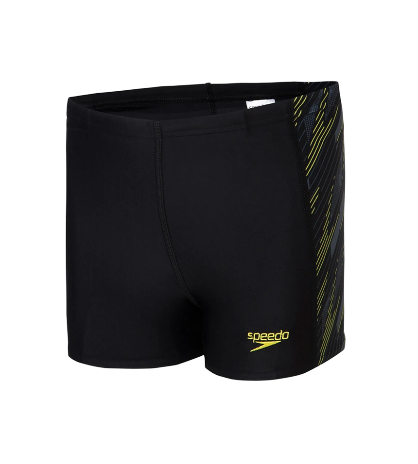 Boy's Endurance 10 Hyperboom Panel Print Aquashort - Black & Lemon Drizzle