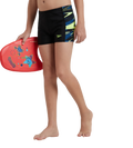 Boy's Endurance10 Hyperboom Panel Print Aquashort - Black, Turkish Sea & Hyper Yellow
