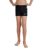 Boy's Endurance10 Hyperboom Panel Print Aquashort - Black, Turkish Sea & Hyper Yellow