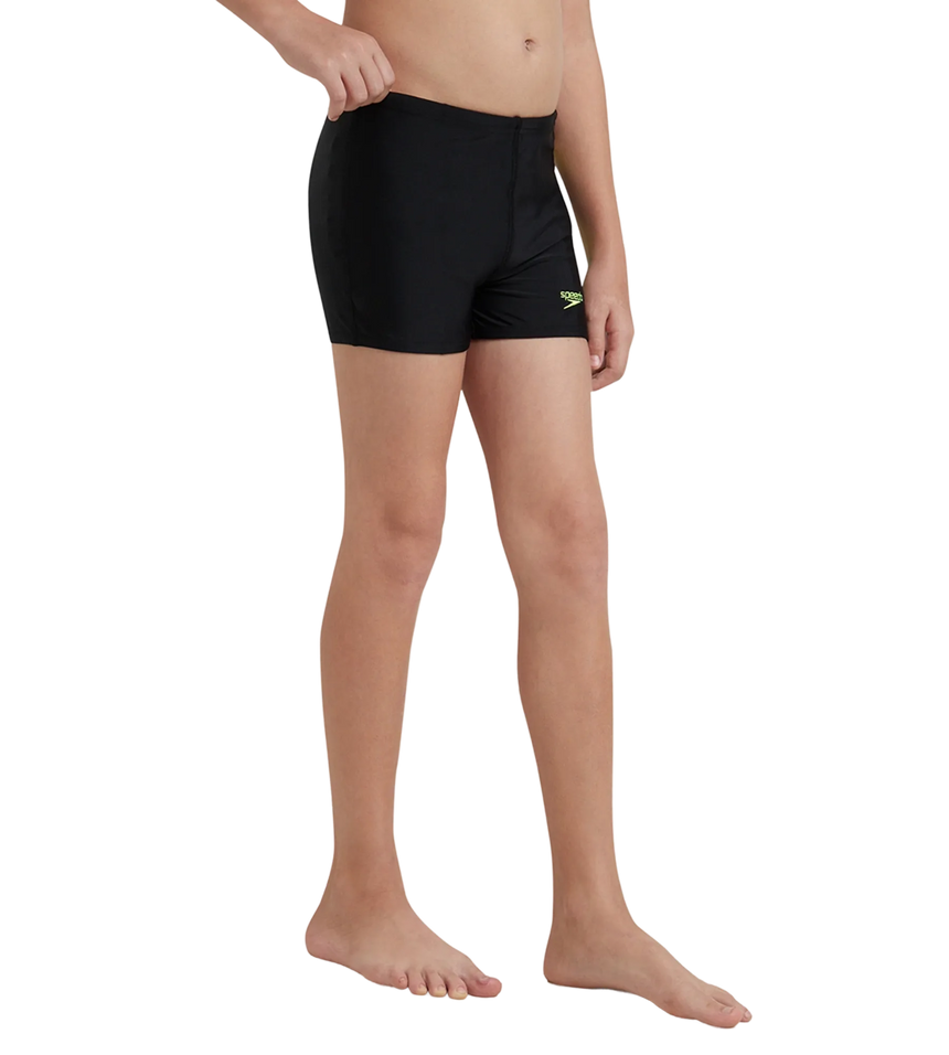 Boy's Endurance10 Hyperboom Panel Print Aquashort - Black, Turkish Sea & Hyper Yellow