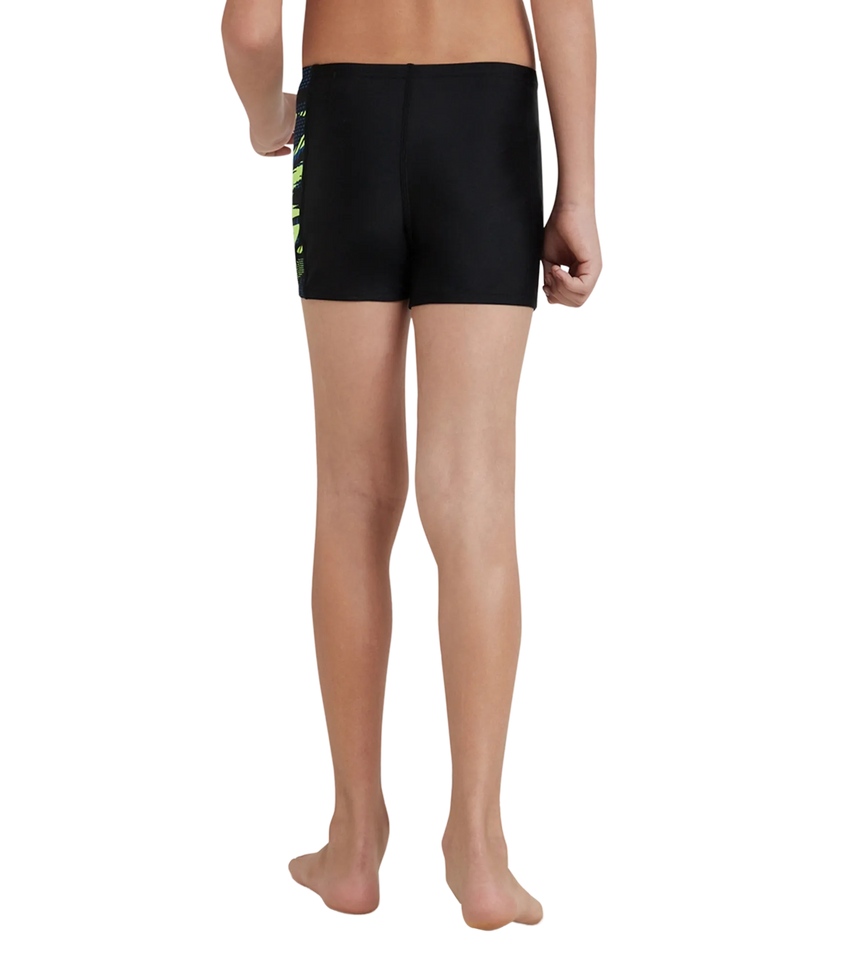 Boy's Endurance10 Hyperboom Panel Print Aquashort - Black, Turkish Sea & Hyper Yellow