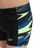Boy's Endurance10 Hyperboom Panel Print Aquashort - Black, Turkish Sea & Hyper Yellow