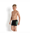 Boy's Endurance 10 Jumpin Fun Panel Print Aquashort - Black & Fluo Green