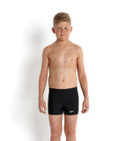 Boys Endurance+ Sports Logo Panel Printed Aquashort - Black & Fluo Green