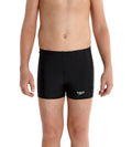 Boys Endurance+ Sports Logo Panel Printed Aquashort - Black & Fluo Green
