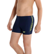 Boy's Endurance 10 Sports Logo Panel Aquashort - Navy & Fluo Yellow