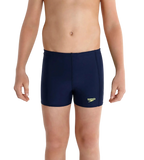 Boy's Endurance 10 Sports Logo Panel Aquashort - Navy & Fluo Yellow