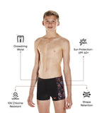 Boy's Endurance 10 Paint Blast Panel Print Aquashort - Black & Risk Red
