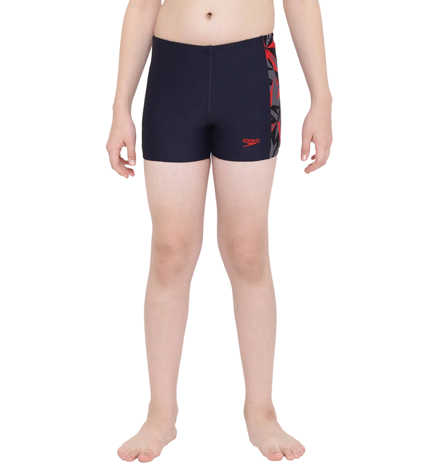 Boy's Endurance 10 Hyperboom Panel Aquashort - True Navy & Fed Red
