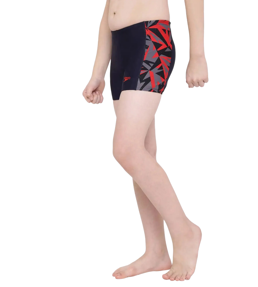 Boy's Endurance 10 Hyperboom Panel Aquashort - True Navy & Fed Red