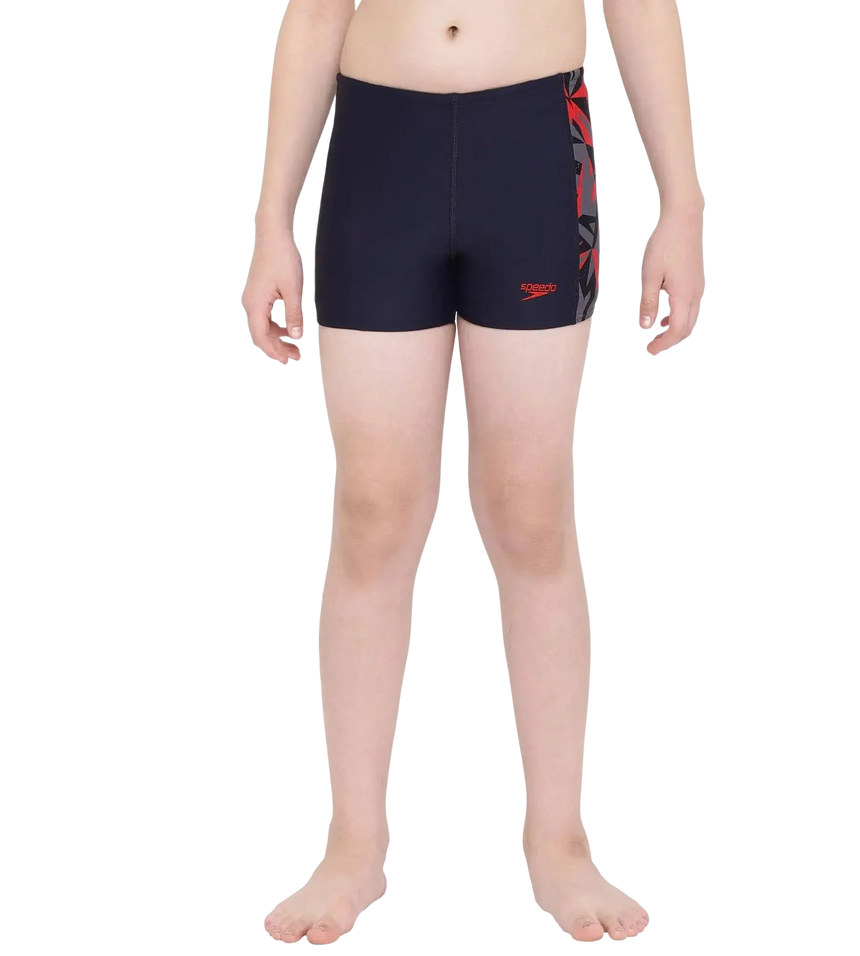 Boy's Endurance 10 Hyperboom Panel Aquashort - True Navy & Fed Red