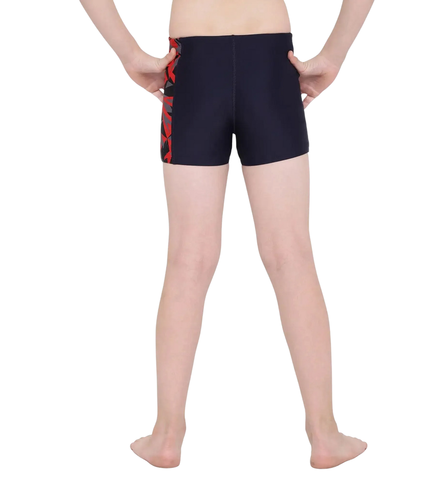 Boy's Endurance 10 Hyperboom Panel Aquashort - True Navy & Fed Red