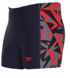 Boy's Endurance 10 Hyperboom Panel Aquashort - True Navy & Fed Red