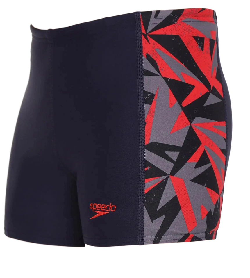 Boy's Endurance 10 Hyperboom Panel Aquashort - True Navy & Fed Red