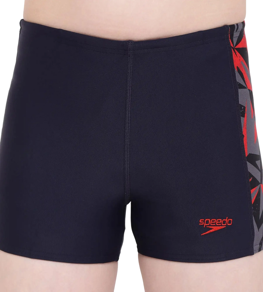 Boy's Endurance 10 Hyperboom Panel Aquashort - True Navy & Fed Red