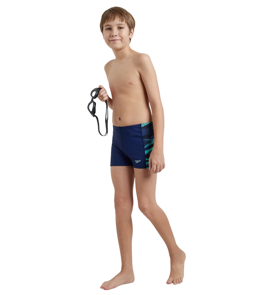 Boy's Endurance10 Hyperboom Panel Print Aquashort - Harmony, True Navy & Cobalt Pop