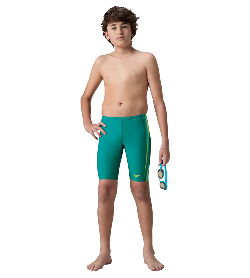 Boy's Endurance10 Side Panel Print Jammer - Kai Green & Lemon Drizzle