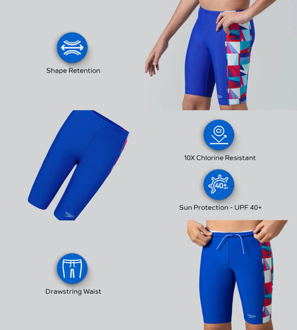 Boy's Endurabrite Side Panel Print Jammer - Deep Saffire & Periwinkle Blue