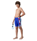 Boy's Endurabrite Side Panel Print Jammer - Deep Saffire & Periwinkle Blue