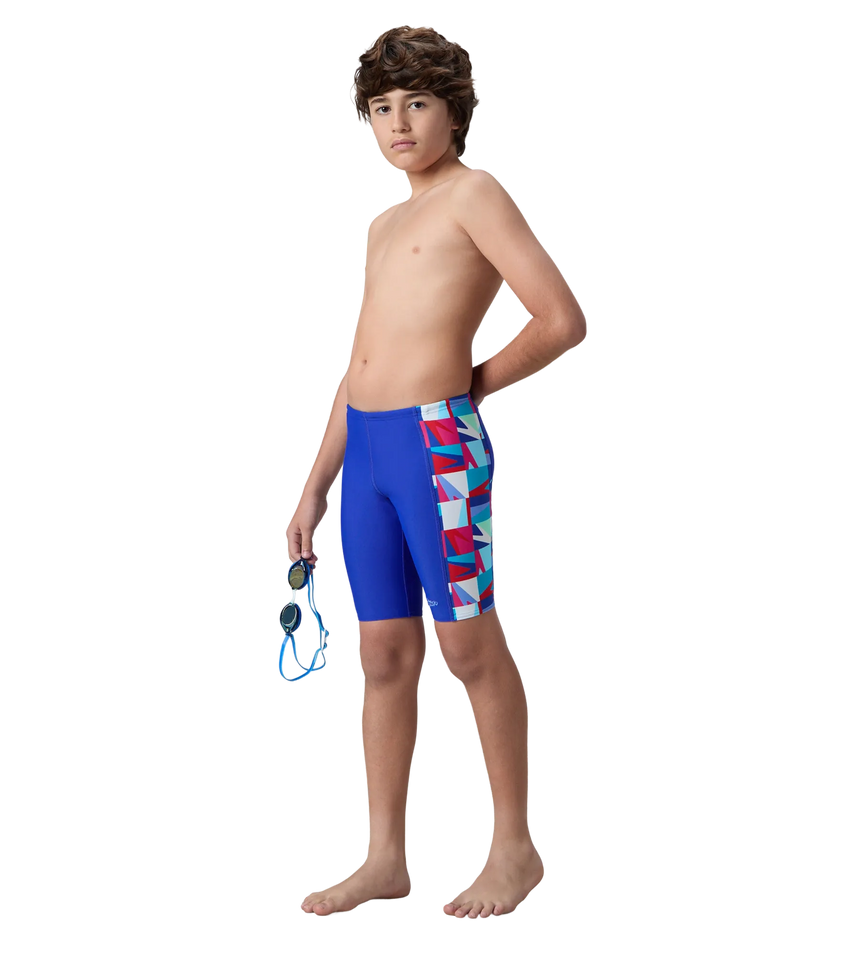 Boy's Endurabrite Side Panel Print Jammer - Deep Saffire & Periwinkle Blue
