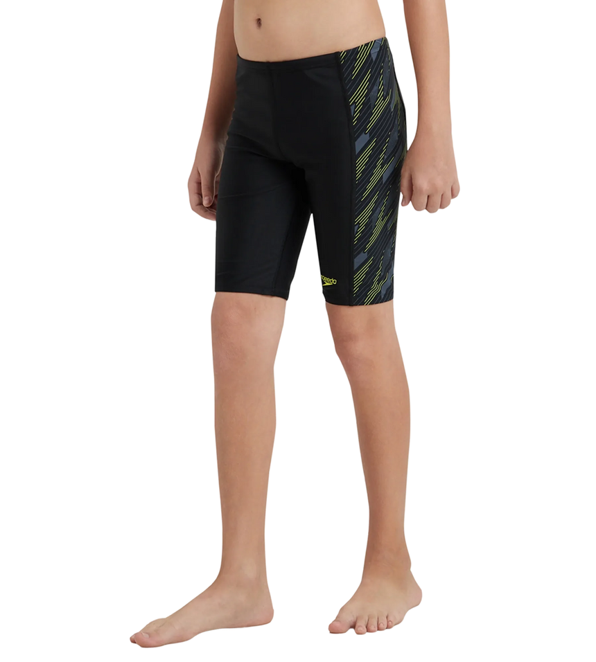 Boy's Endurance 10 Hyperboom Panel Print Jammer - Black & Lemon Drizzle