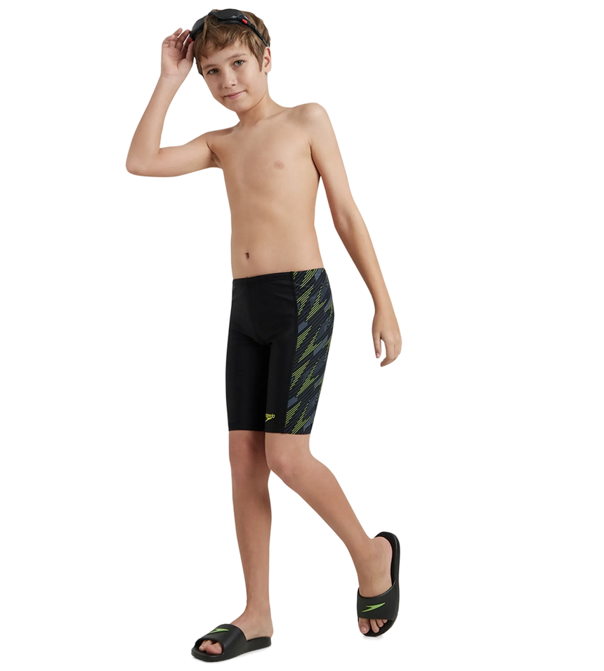 Boy's Endurance 10 Hyperboom Panel Print Jammer - Black & Lemon Drizzle