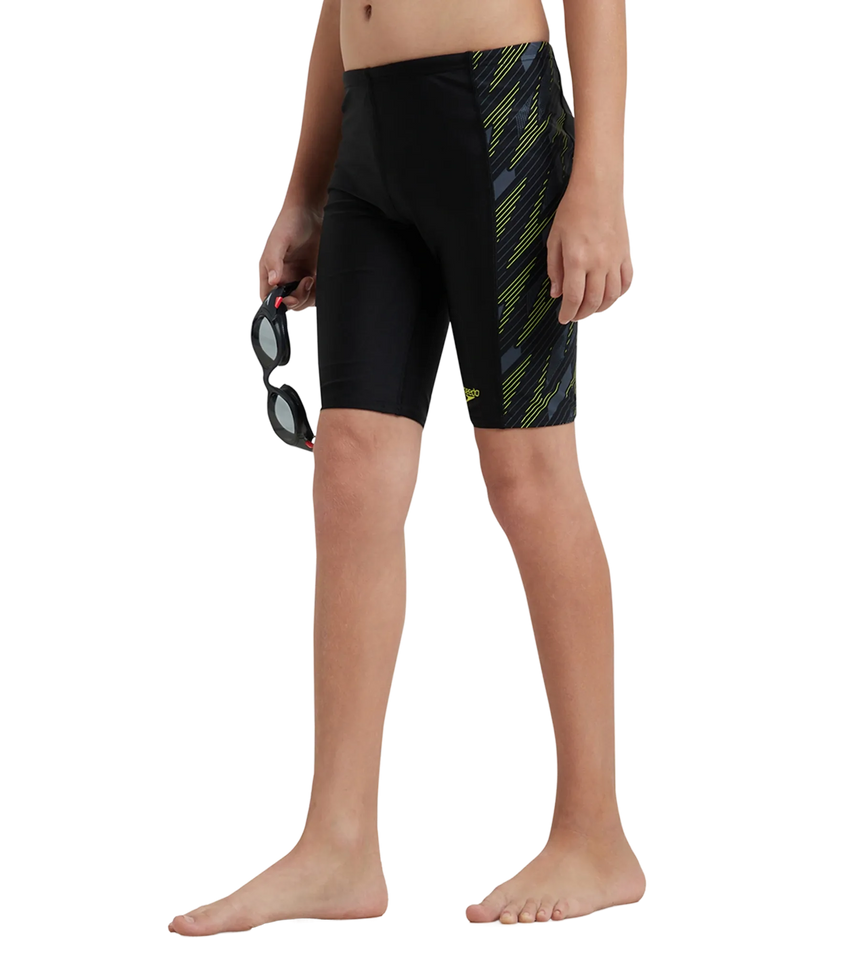 Boy's Endurance 10 Hyperboom Panel Print Jammer - Black & Lemon Drizzle