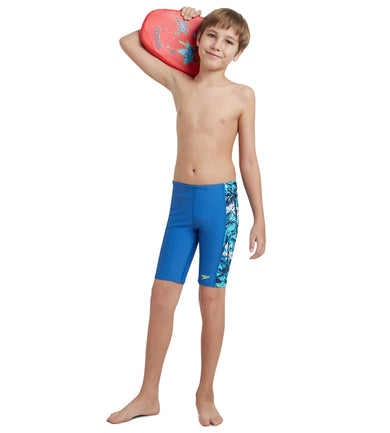 Boy's Enduraflex Side Panel Digital Print Jammer - Turkish Sea, Peacoat & Picton Blue