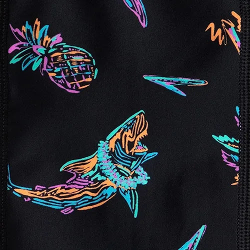 Boy's Endurance10 Side Panel Digital Print Jammer - Black, Anthracite & Arctic Glass