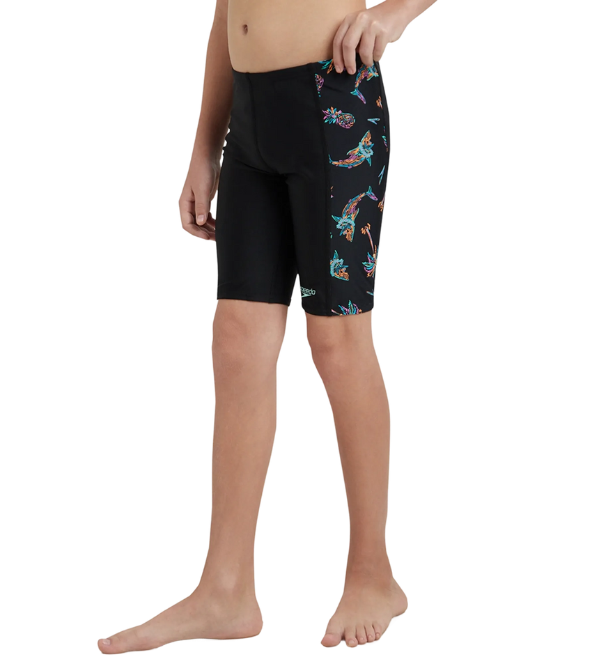 Boy's Endurance10 Side Panel Digital Print Jammer - Black, Anthracite & Arctic Glass