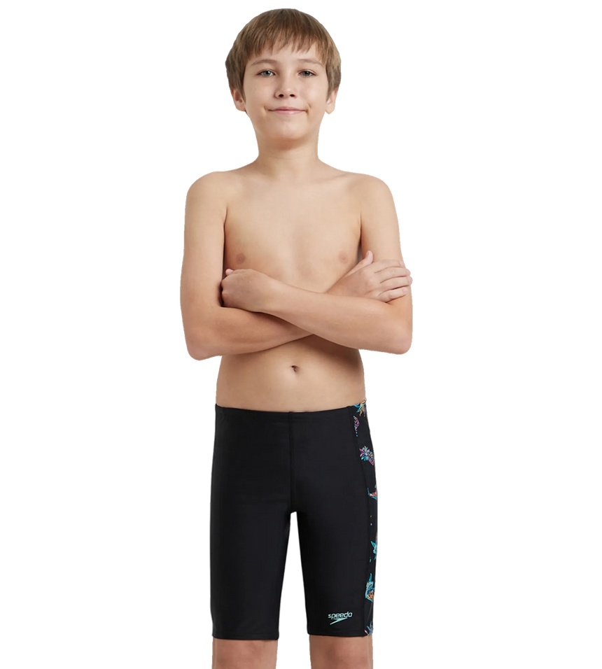 Boy's Endurance10 Side Panel Digital Print Jammer - Black, Anthracite & Arctic Glass