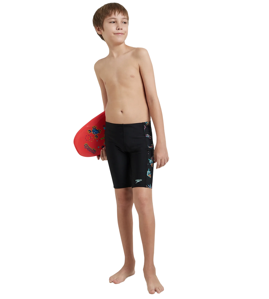 Boy's Endurance10 Side Panel Digital Print Jammer - Black, Anthracite & Arctic Glass