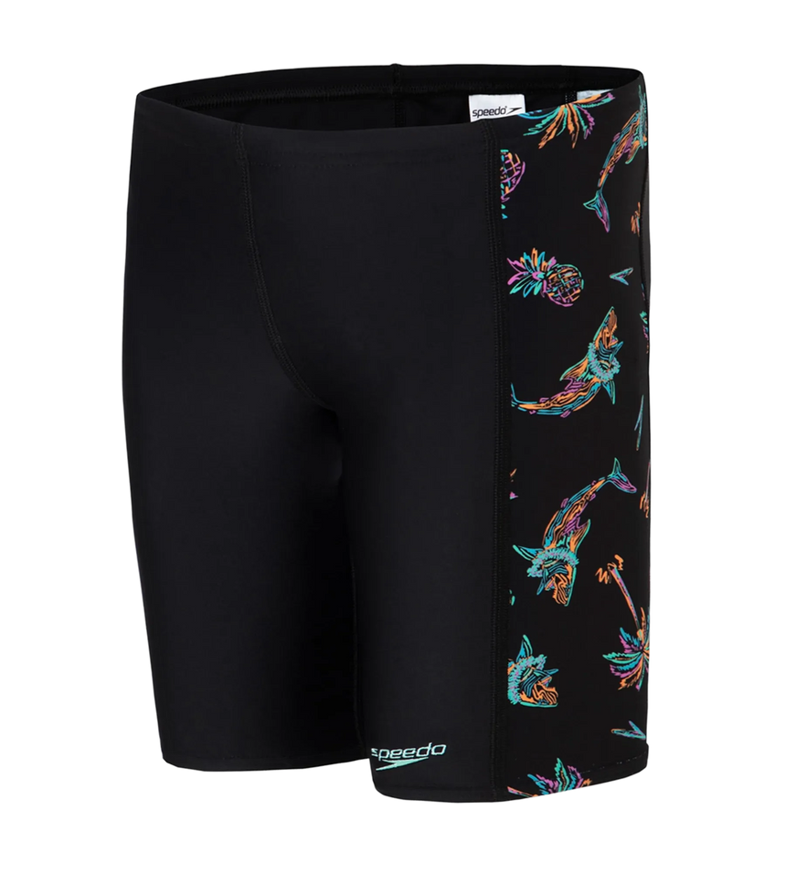 Boy's Endurance10 Side Panel Digital Print Jammer - Black, Anthracite & Arctic Glass