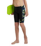 Boy's Endurance10 Side Panel Hyperboom Print Jammer - Black, Turkish Sea & Hyper Yellow