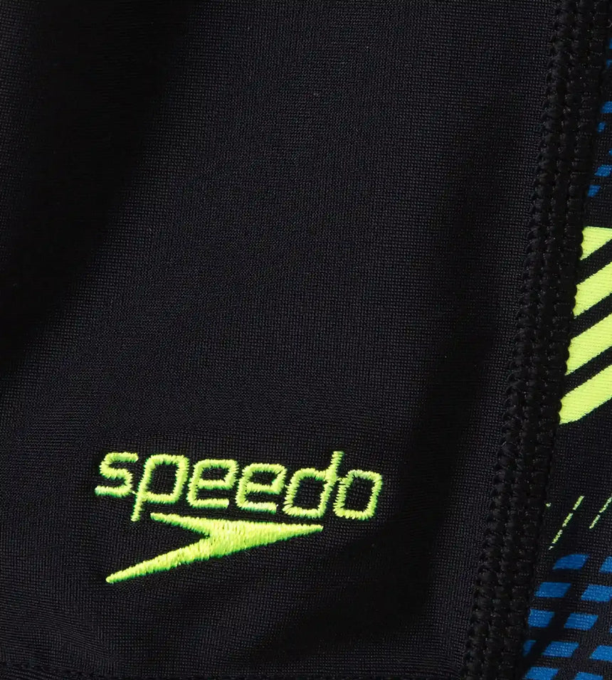 Boy's Endurance10 Side Panel Hyperboom Print Jammer - Black, Turkish Sea & Hyper Yellow