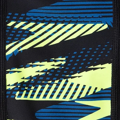 Boy's Endurance10 Side Panel Hyperboom Print Jammer - Black, Turkish Sea & Hyper Yellow