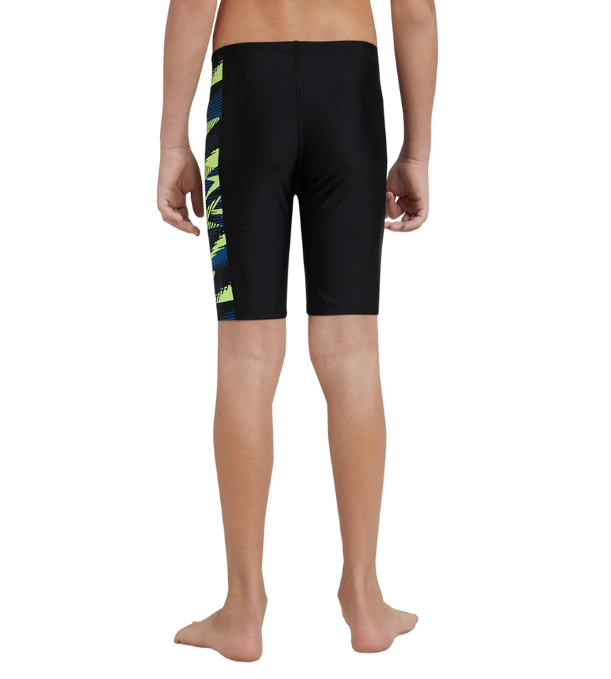 Boy's Endurance10 Side Panel Hyperboom Print Jammer - Black, Turkish Sea & Hyper Yellow