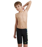 Boy's Endurance10 Side Panel Hyperboom Print Jammer - Black, Turkish Sea & Hyper Yellow