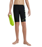 Boy's Endurance10 Side Panel Hyperboom Print Jammer - Black, Turkish Sea & Hyper Yellow