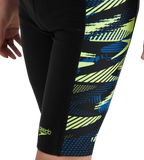 Boy's Endurance10 Side Panel Hyperboom Print Jammer - Black, Turkish Sea & Hyper Yellow