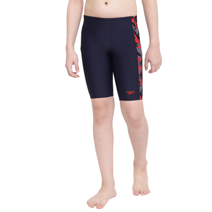Boy's Endurance 10 Hyperboom Panel Print Jammer - True Navy & Fed Red